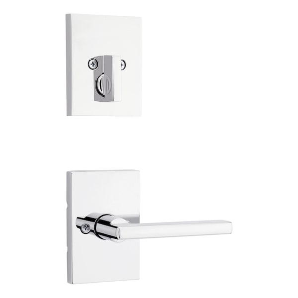 Single Cylinder Interior Halifax Lever Trim with Rectangular Rose Bright Chrome Finish